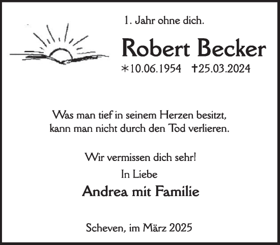 Traueranzeige von Robert Becker von WochenSpiegel
