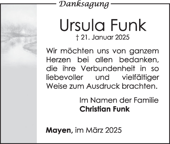 Traueranzeige von Ursula Funk von WochenSpiegel