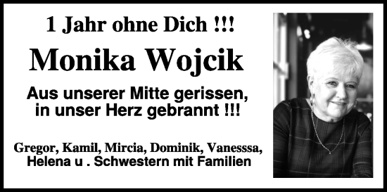 Traueranzeige von Monika Wojcik von WochenSpiegel