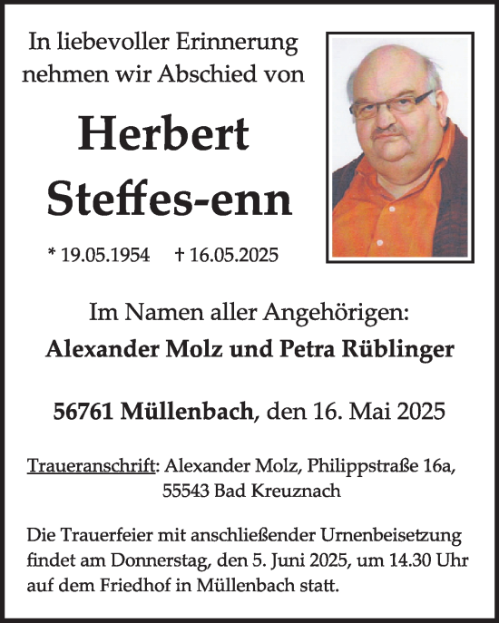 Traueranzeige von Herbert Steffes-enn von WochenSpiegel