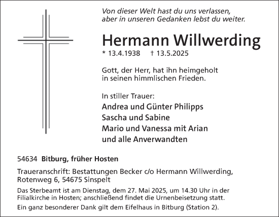 Traueranzeige von Hermann Willwerding von WochenSpiegel
