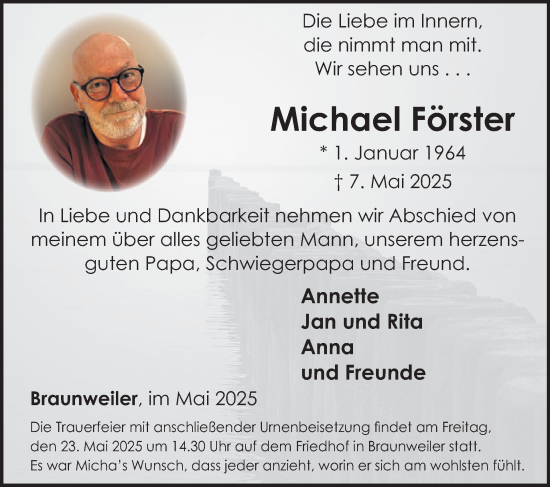 Traueranzeige von Michael Förster von WochenSpiegel