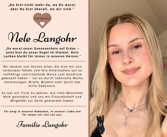 Traueranzeige von Nele Langohr von WochenSpiegel
