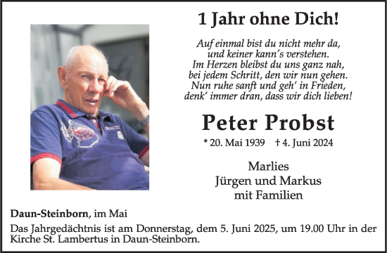 Traueranzeige von Peter Probst von WochenSpiegel