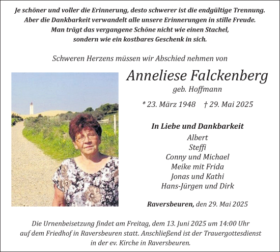 Traueranzeige von Anneliese Falckenberg von WochenSpiegel
