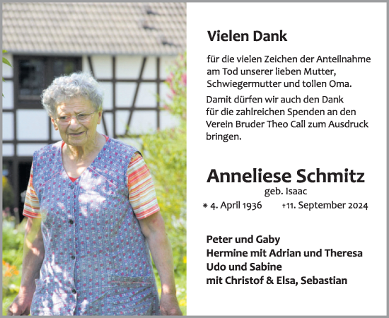 Traueranzeige von Anneliese Schmitz von WochenSpiegel