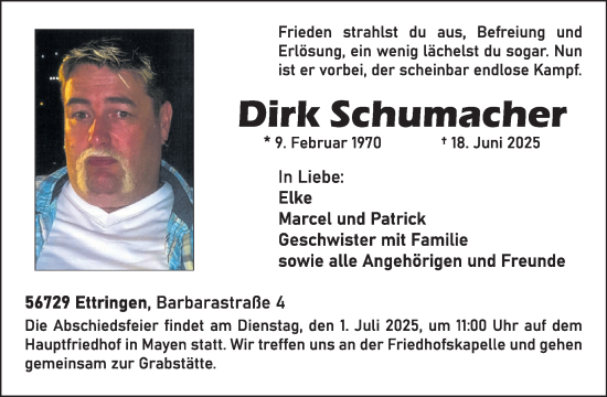 Traueranzeige von Dirk Schumacher von WochenSpiegel