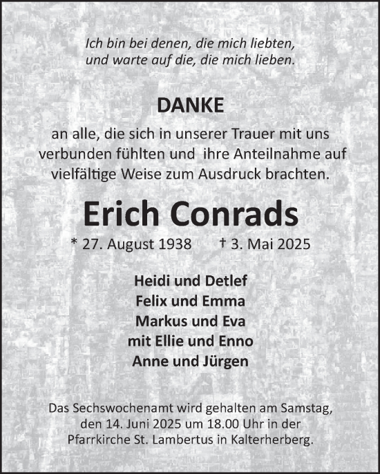 Traueranzeige von Erich Conrads von WochenSpiegel