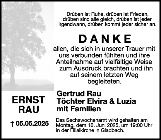 Traueranzeige von Ernst Rau von WochenSpiegel