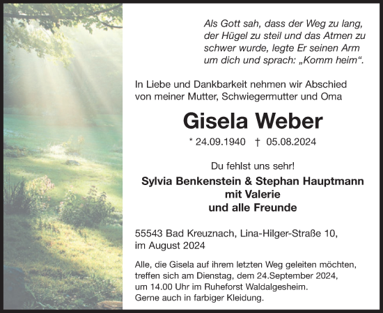 Traueranzeige von Gisela Weber von WochenSpiegel