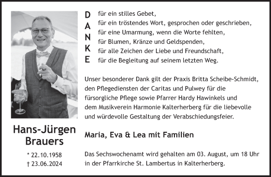 Traueranzeige von Hans-Jürgen Brauers von WochenSpiegel