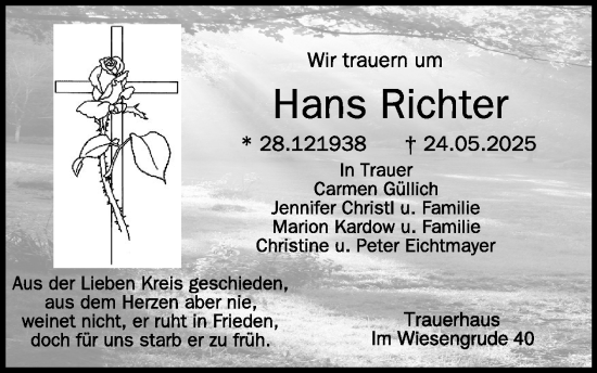 Traueranzeige von Hans Richter von WochenSpiegel