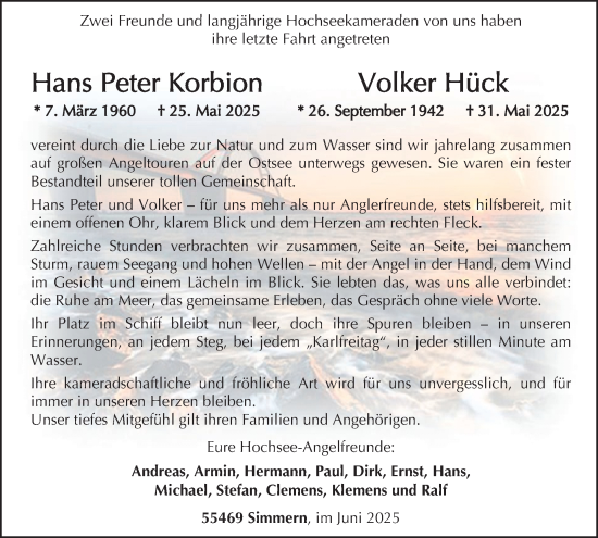 Traueranzeige von Hans Peter Korbion von WochenSpiegel