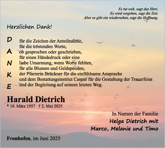 Traueranzeige von Harald Dietrich von WochenSpiegel