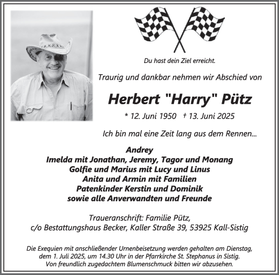 Traueranzeige von Herbert Pütz von WochenSpiegel