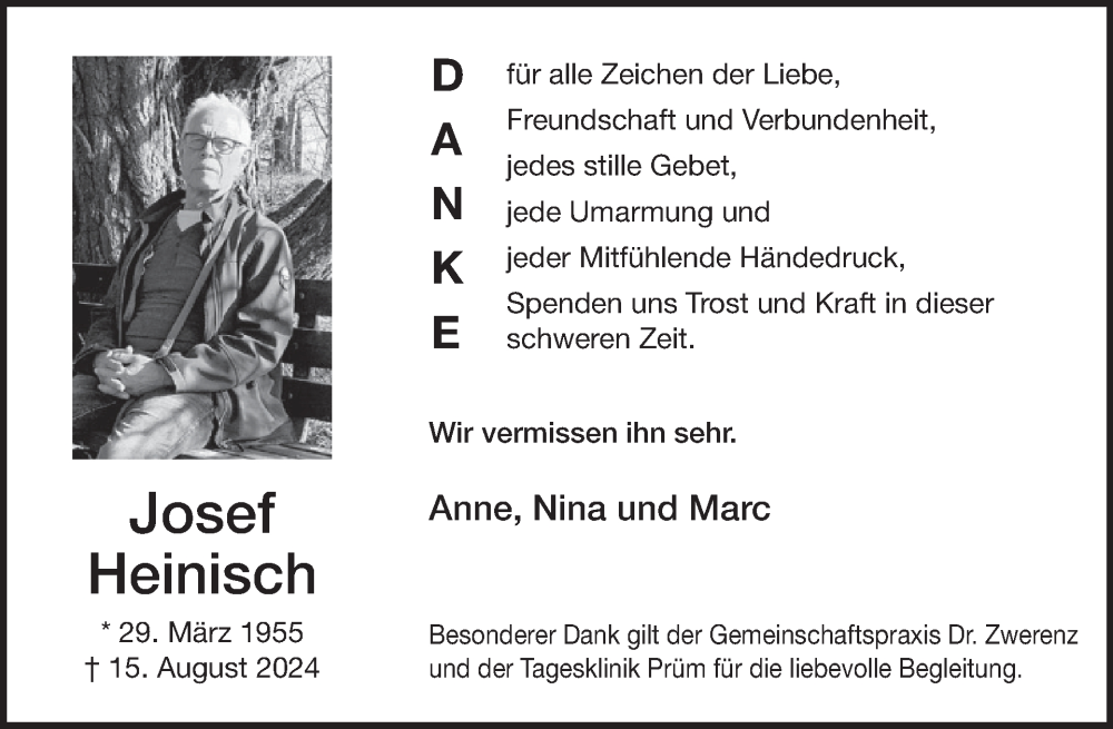  Traueranzeige für Josef Heinisch vom 19.10.2024 aus WochenSpiegel
