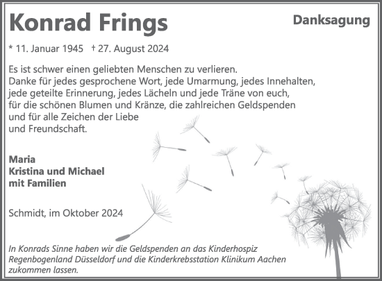 Traueranzeige von Konrad Frings von WochenSpiegel
