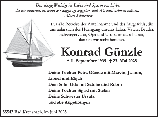 Traueranzeige von Konrad Günzle von WochenSpiegel