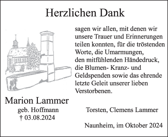 Traueranzeige von Marion Lammer von WochenSpiegel