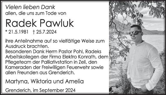 Traueranzeige von Radek Pawluk von WochenSpiegel