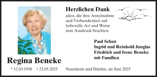 Traueranzeige von Regina Beneke von WochenSpiegel