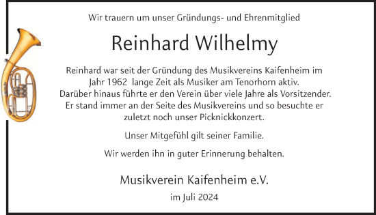 Traueranzeige von Reinhard Wilhelmy von WochenSpiegel