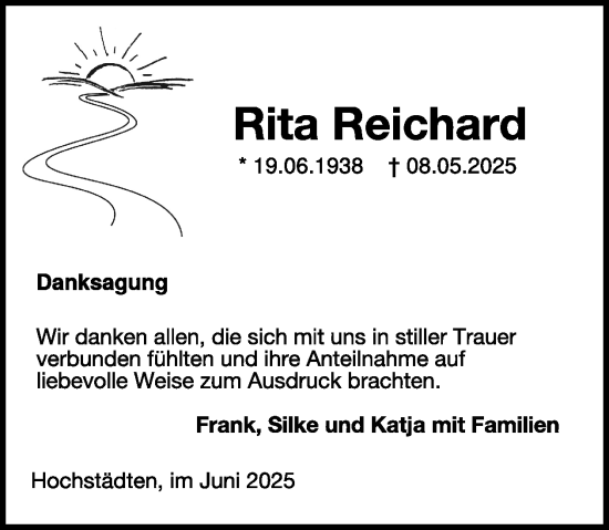 Traueranzeige von Rita Reichard von WochenSpiegel