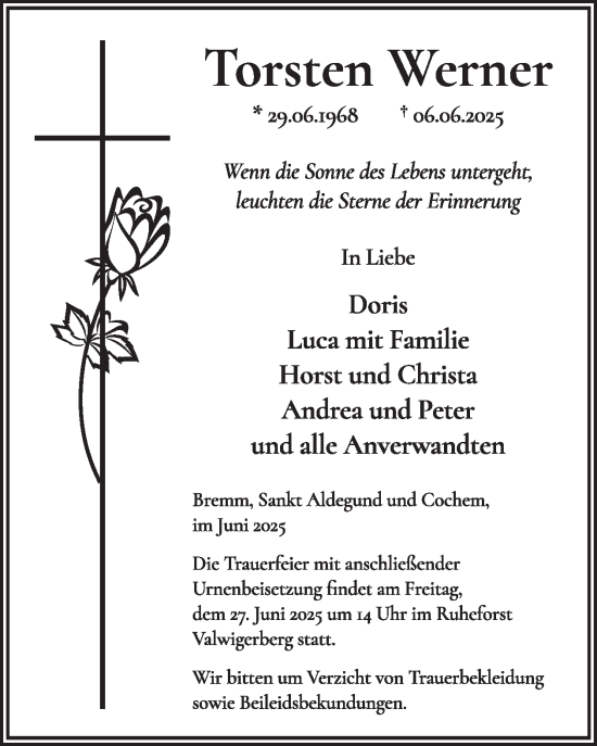 Traueranzeige von Torsten Werner von WochenSpiegel