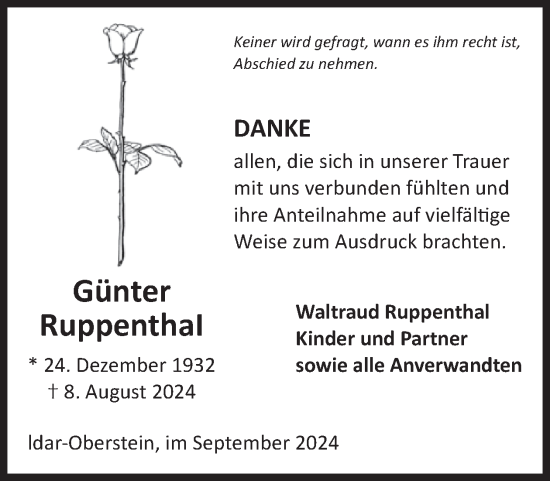 Traueranzeige von Waltraud Ruppenthal von WochenSpiegel