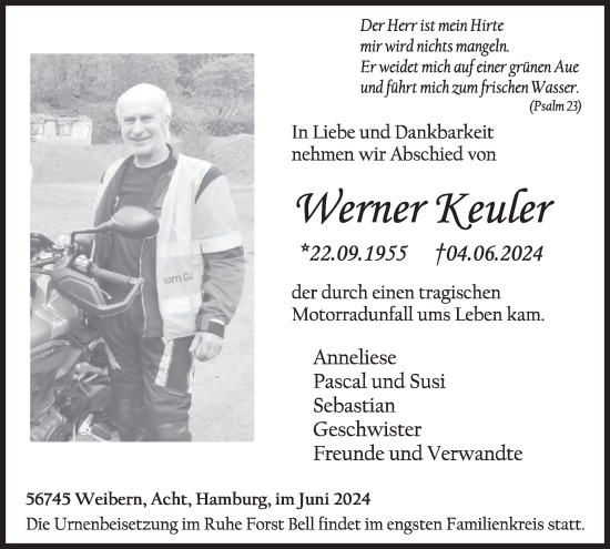 Traueranzeige von Werner Keuler von WochenSpiegel