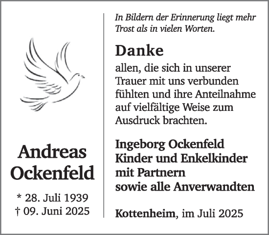 Traueranzeige von Andreas Ockenfeld von WochenSpiegel