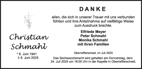 Traueranzeige von Christian Schmahl von WochenSpiegel