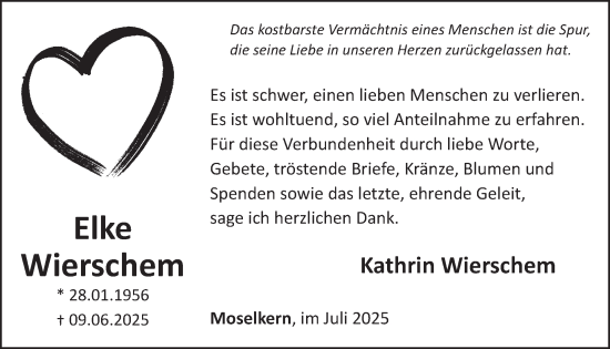Traueranzeige von Elke Wierschem von WochenSpiegel