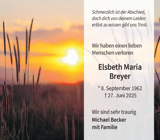 Traueranzeige von Elsbeth Maria Breyer von WochenSpiegel