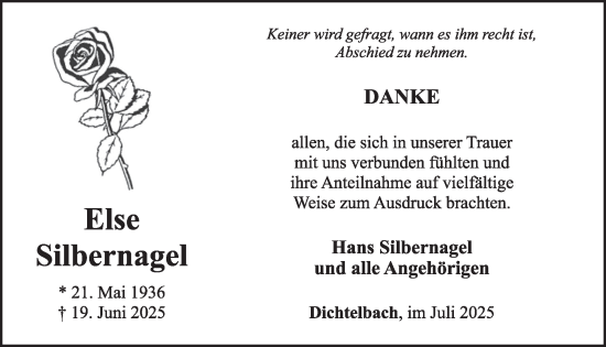 Traueranzeige von Else Silbernagel von WochenSpiegel