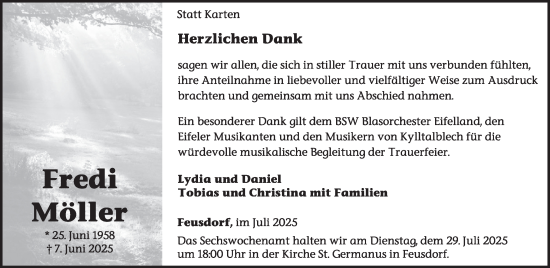 Traueranzeige von Fredi Möller von WochenSpiegel
