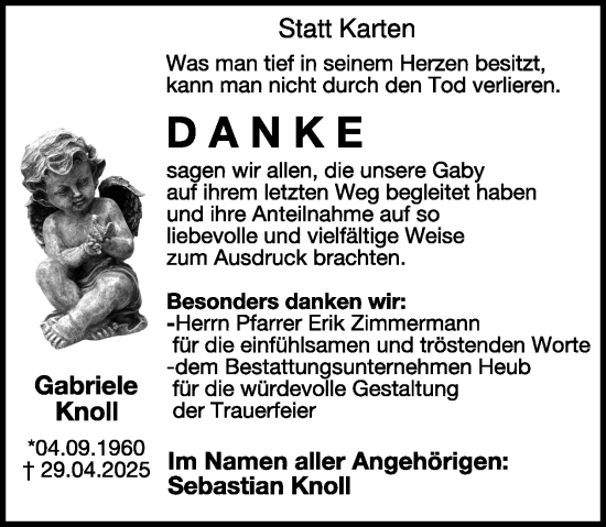Traueranzeige von Gabriele Knoll von WochenSpiegel