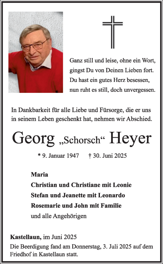Traueranzeige von Georg Heyer von WochenSpiegel