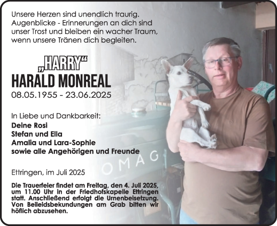 Traueranzeige von Harald Monreal von WochenSpiegel