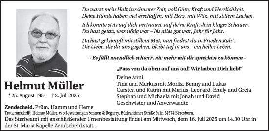 Traueranzeige von Helmut Müller von WochenSpiegel