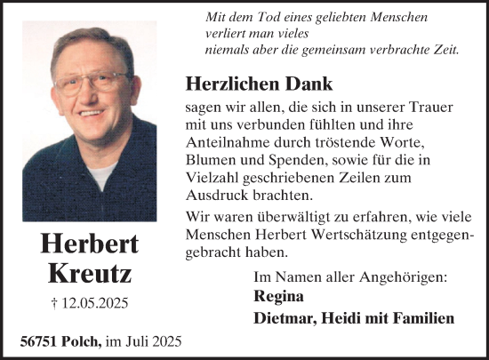 Traueranzeige von Herbert Kreutz von WochenSpiegel