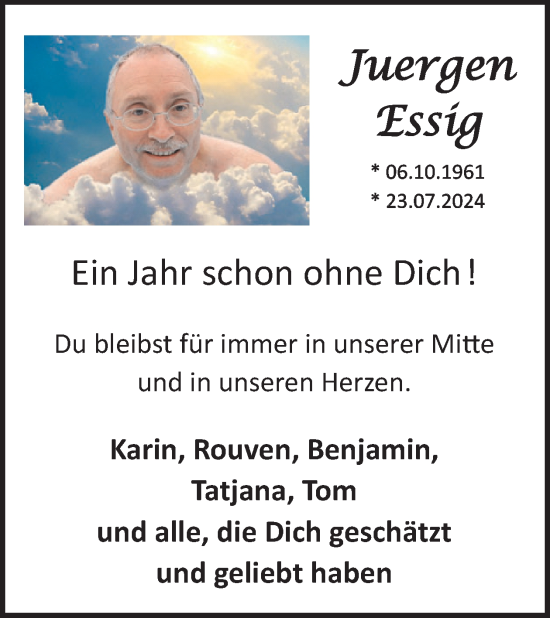 Traueranzeige von Juergen Essig von WochenSpiegel