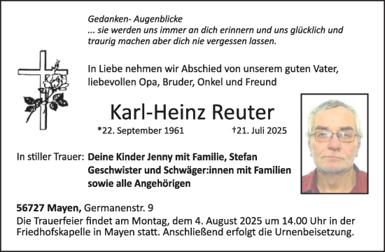 Traueranzeige von Karl-Heinz Reuter von WochenSpiegel