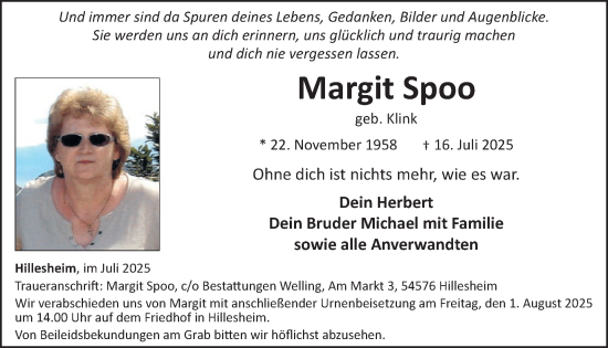 Traueranzeige von Margit Spoo von WochenSpiegel