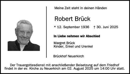 Traueranzeige von Robert Brück von WochenSpiegel