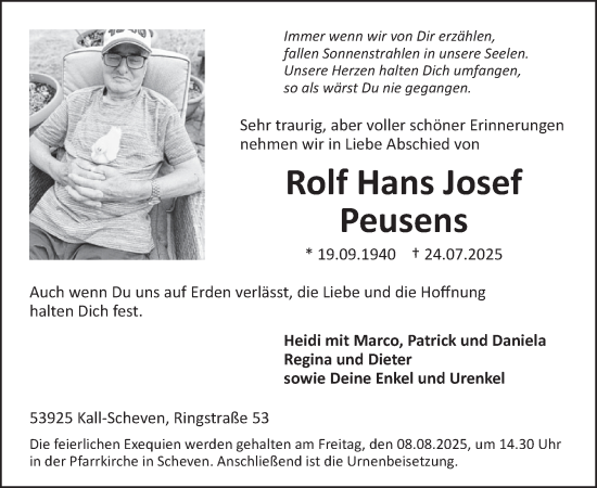 Traueranzeige von Rolf Hans Josef Peusens von WochenSpiegel