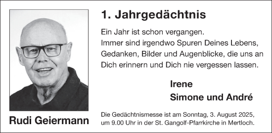 Traueranzeige von Rudi Geiermann von WochenSpiegel