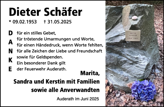 Traueranzeige von Dieter Schäfer von WochenSpiegel