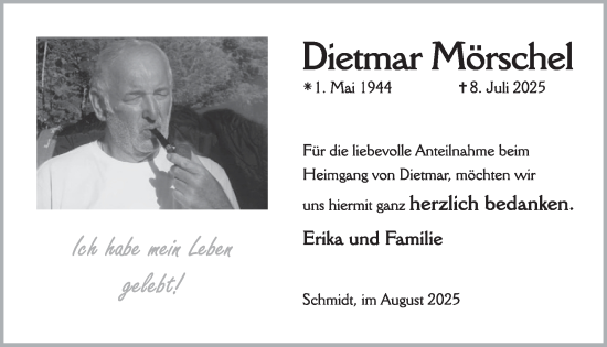 Traueranzeige von Dietmar Mörschel von WochenSpiegel