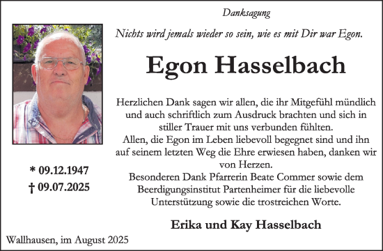 Traueranzeige von Egon Hasselbach von WochenSpiegel
